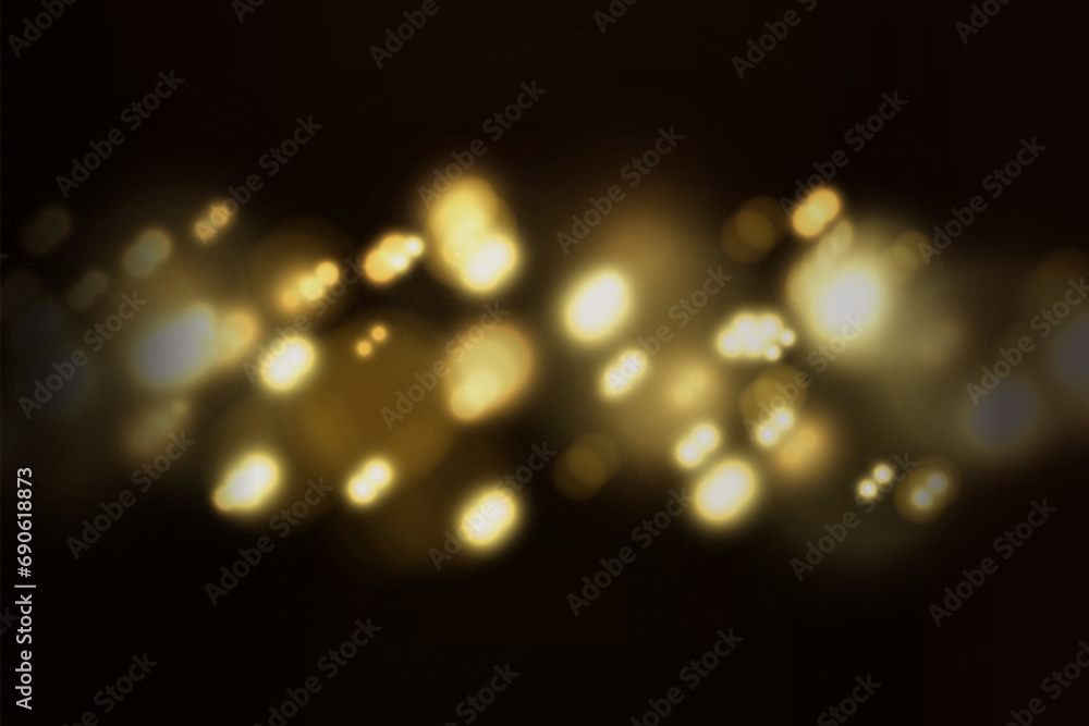 Poster Blurred shining shiny bokeh on a dark background. Festive background.
