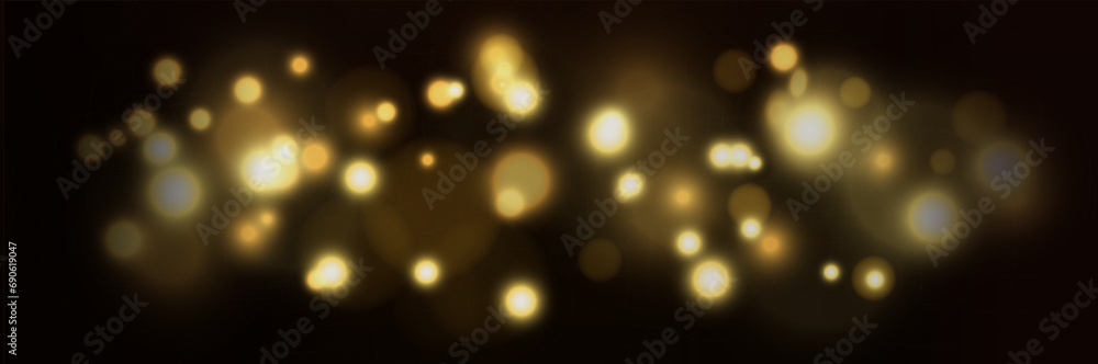 Poster blurred shining shiny bokeh on a dark background. festive background.