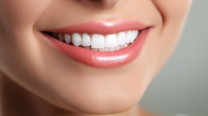 Women with beautiful white teeth and a smile, close up 