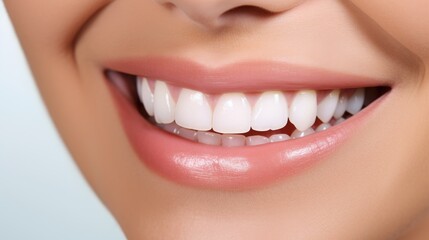 Obraz premium Women with beautiful white teeth and a smile, close up 