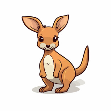 cute kangaroo flat vector illustration. cute kangaroo hand drawing isolated vector illustration