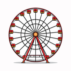 Ferris wheel flat vector illustration. Ferris wheel hand drawing isolated vector illustration