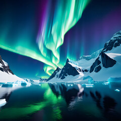 Southern Lights Symphony: Capturing the Enchanting Aurora Australis in Antarctic Skies. generative AI