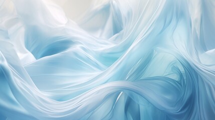 Translucent aquamarine and pearl white fluids colliding in a delicate dance, forming an otherworldly 3D abstract tapestry.