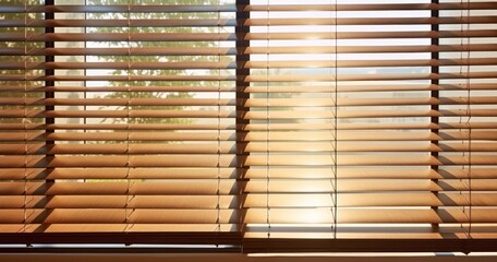 The Aesthetic Allure of Evening Sunlight Dancing on Wooden Window Blinds