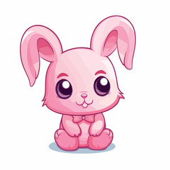 pink cute bunny flat vector illustration. pink cute bunny hand drawing isolated vector illustration
