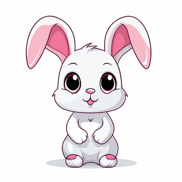 pink bunny easter flat vector illustration. pink bunny easter hand drawing isolated vector illustration