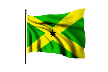 Jamaica national Flag waving Proudly isolated on a transparent background