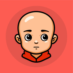 Fototapeta premium Cute Sick Bald Boy Icon Vector