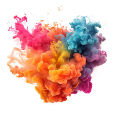 Obraz premium Colorful smoke paint explosion. Splash of holi, cut out - stock png.