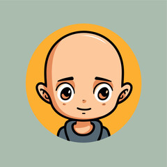 cute sick bald boy icon vector