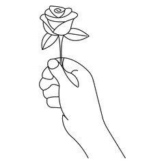 Valentine day, rose day line art drawing continuous outline vector minimalist design illustration