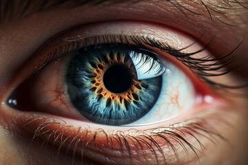 perfect eye macro in a sterile environment and perfect vision in resolution 6k, concept, the vision of the future and healthy life concept.