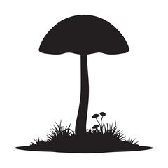 Mushroom silhouette and icon. Black flat color simple elegant Mushroom animal vector and illustration with white background.