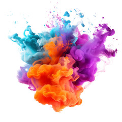 Obraz premium Colorful smoke paint explosion. Splash of holi, cut out - stock png.