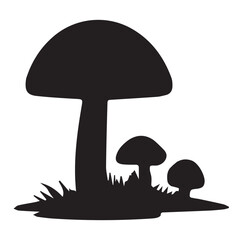 Mushroom silhouette and icon. Black flat color simple elegant Mushroom animal vector and illustration with white background.