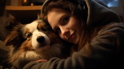 teenager with a pet, finding comfort and emotional support