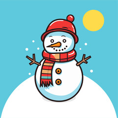 cute snowman icon vector