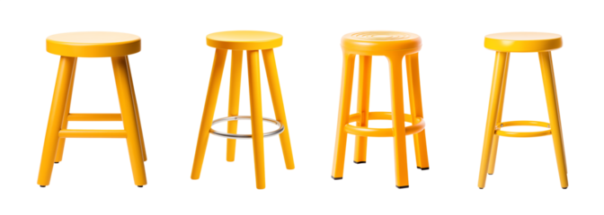 Stool set - Yellow Stool - Yellow chair - Isolated Transparent PNG