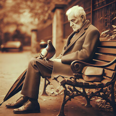 Echoes of Solitude - Concept of Loneliness in Old Age - obrazy, fototapety, plakaty