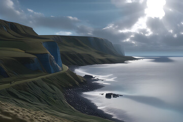 a coastal view from a cliff. Generative AI