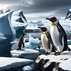 Emperor Penguins of Antarctica: Majestic Colonies Braving Harsh Conditions for Breeding and Survival. generative AI