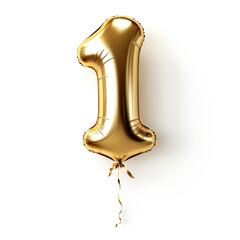 inflated balloon in the shape of the golden number 1, Ai Generative