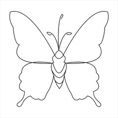 Butterfly one line art drawing continuous beautiful flying outline vector illustration design