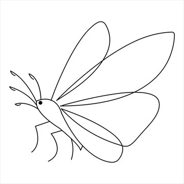Butterfly one line art drawing continuous beautiful flying outline vector illustration design
