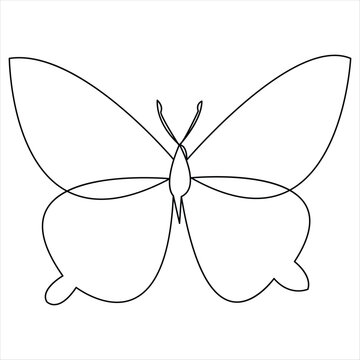 Butterfly one line art drawing continuous beautiful flying outline vector illustration design