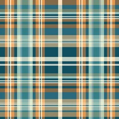 Tartan plaid textured pattern. Simple background in blue and orange colors