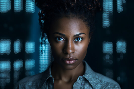 Generative AI portrait of cyberpunk system administrator programmer hacker person