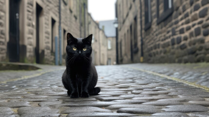 Edinburgh's Cobblestone Alley: Black Cat's Realm