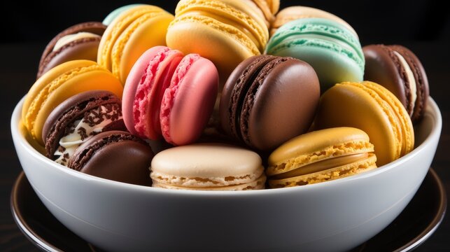 Macaroons Background Colorful Cookies On Black , Background Images , Hd Wallpapers