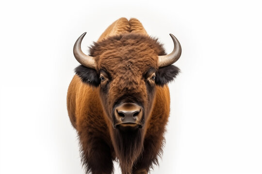 Bison on white background, Wild Beauty, Powerful Symbol