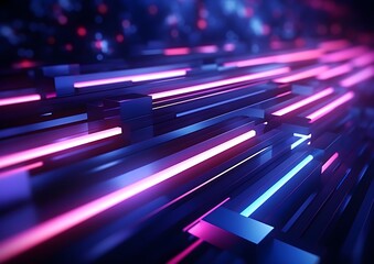 an abstract illustration of lines and shapes in purple and blue. Featuring User interface background, abstract lines, Abstract technology, Virtual reality, and 3D concepts