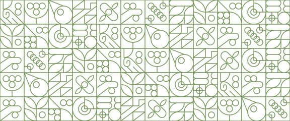 Green and white abstract geometric vector pattern mosaic outline nature shapes banner. Abstract eco agriculture banner background. Vector design