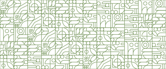 Green and white vector abstract banners with outline nature mosaic geometric design. Fresh organic background. Minimalist environment shape texture, geometry collage.