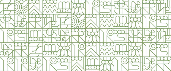 Geometric eco green outline mosaic pattern. Abstract food fruit plant simple shapes, minimal natural agriculture banner. Vector design