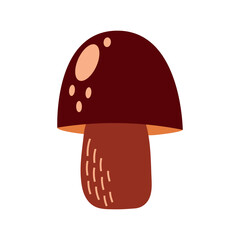White pinewood edible mushroom. Flat vector illustration isolated on white background