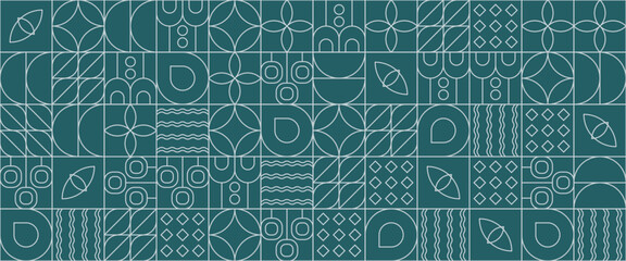Green and white vector abstract banners with outline nature mosaic geometric design