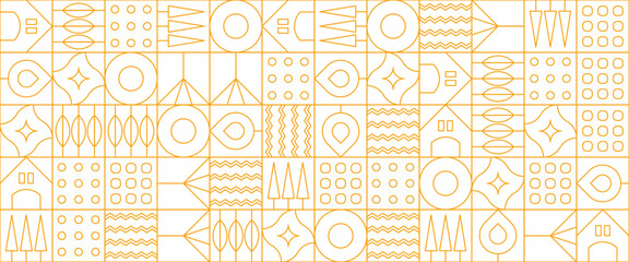 White and yellow vector modern banners with abstracts outline nature shapes geometric mosaic - obrazy, fototapety, plakaty