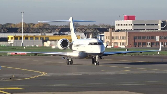 Generic High End Business Jet Taxiing at Executive Airport Unmarked White