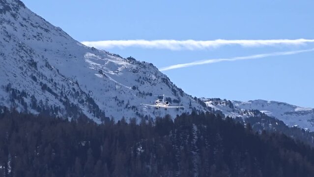 High End Business Jet Unstable Approach Airport Mountain Valley Snow Covered Trees Winter Cold