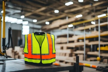 High visibility and a reflective safety vest in construction and maintenance - obrazy, fototapety, plakaty