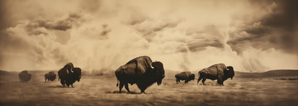 Great west, early years, nature scene. Hand edited AI.