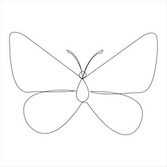 Continuous single line hand drawn butterfly design minimalism outline vector illustration