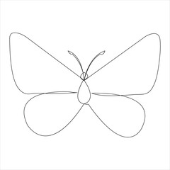 Fototapeta premium Continuous single line hand drawn butterfly design minimalism outline vector illustration