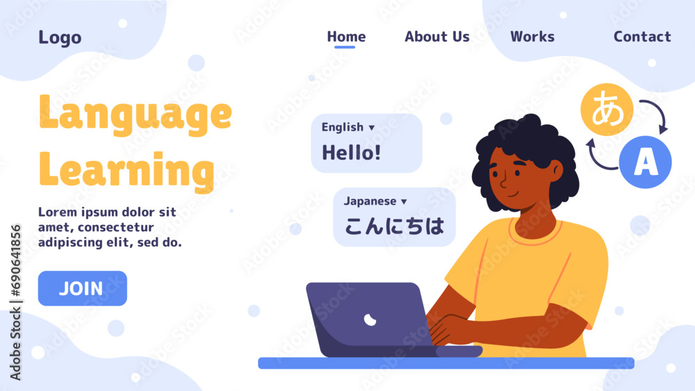 Poster learning computer language poster. woman with laptop develop software. programmer and it specialist 