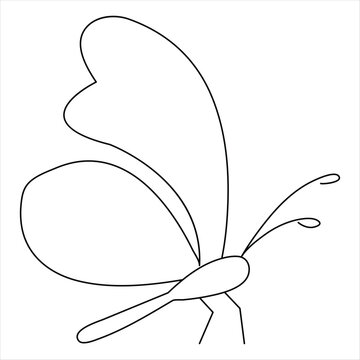 Continuous single line hand drawn butterfly design minimalism outline vector illustration
